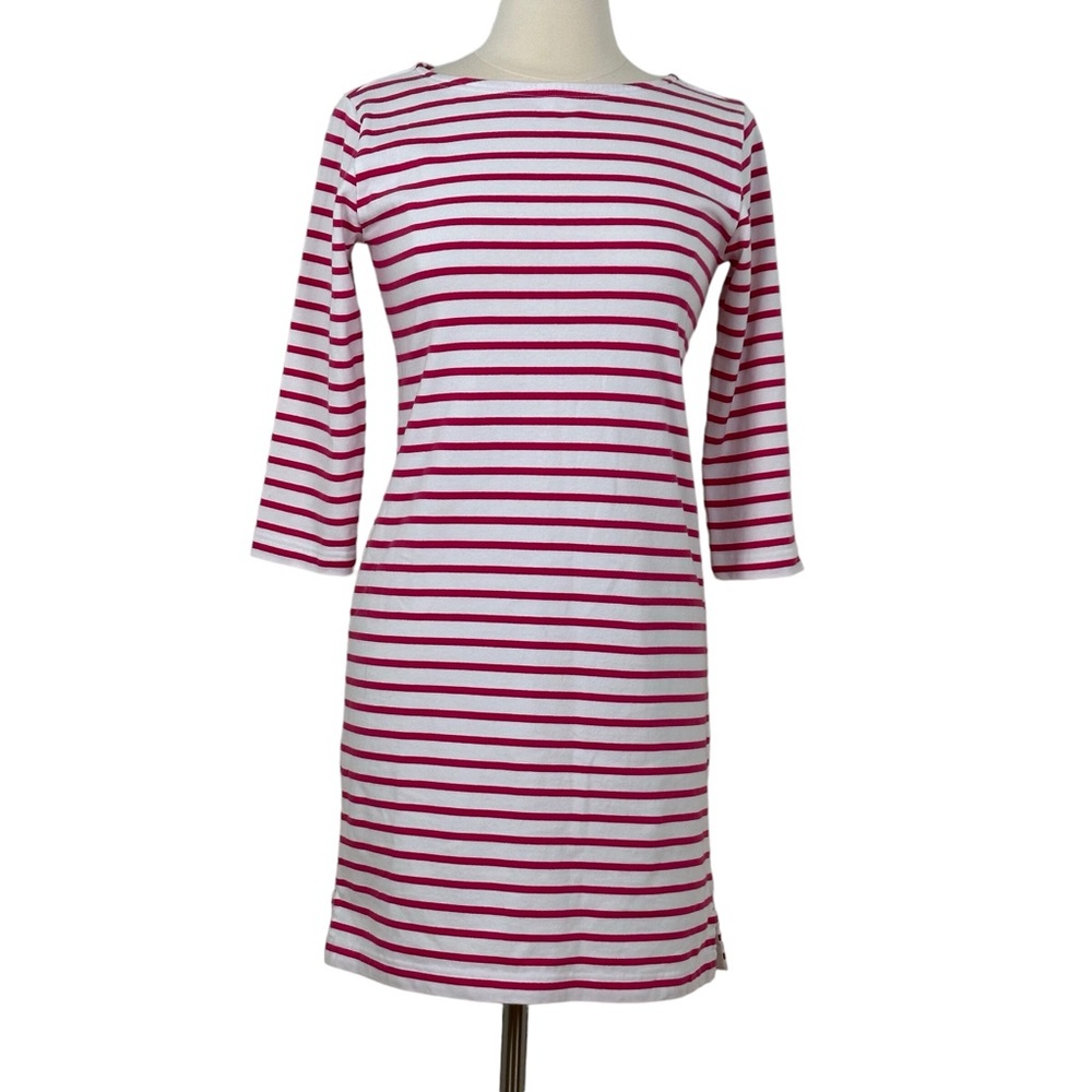 Vineyard Vines White Cotton T-shirt Dress w/Red Stripes Sz XS